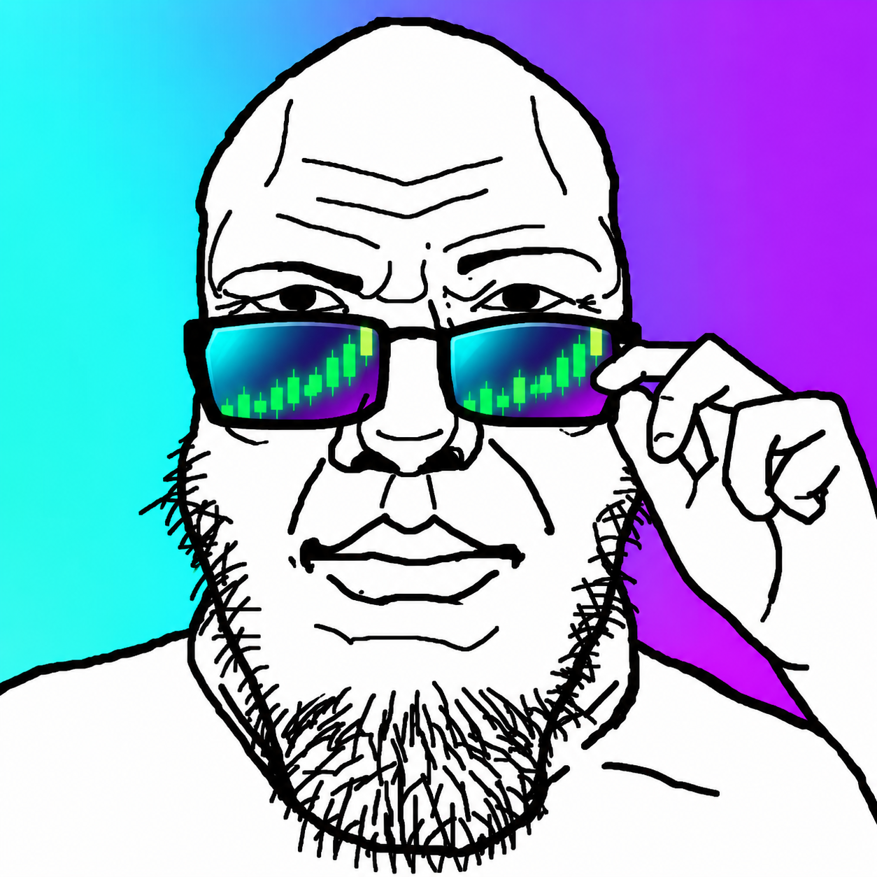 1000x chad character wearing chart sunglasses